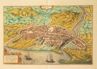 里米尼地图，来自Georg Braun的Civitates Orbis Terrarum。 作者 弗兰斯