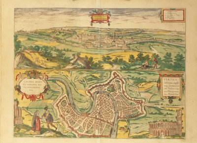 维罗纳地图，摘自乔治-布劳恩的Civitates Orbis Terrarum。 作者 弗兰斯