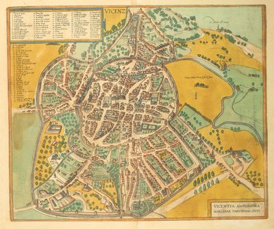 维琴察地图，来自Georg Braun的Civitates Orbis Terrarum。 作者 弗兰斯