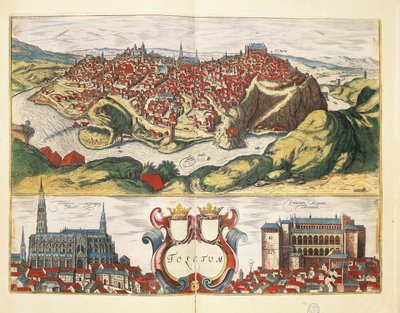 西班牙，托莱多，托莱多市，来自Georg Braun和Franz Hogenberg的Civitates Orbis Terrarum，雕刻。 作者 弗兰斯