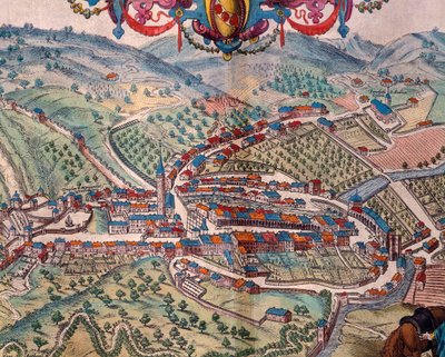 Serravalle Scrivia景观，由Georg Braun和Franz Hogenberg创作。 作者 弗兰斯