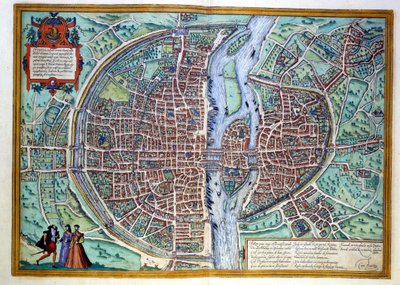 16世纪末的巴黎市景。Atlas de Braun & Hogenberg，阿姆斯特丹 作者 弗兰斯