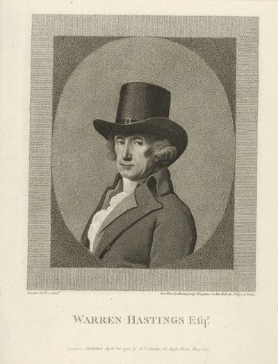 Warren Hastings, Esq.的画像，出版。1795年（雕版画 作者 乔治（后）斯塔布斯