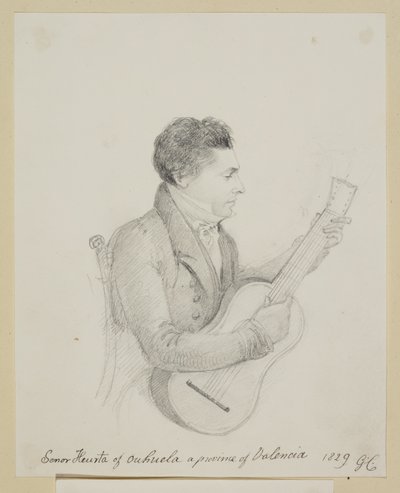 Señor Huerta of Orihuela, Valencia, playing a Guitar 作者 乔治（到）坎伯兰