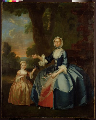 雷特福德的道森夫人及其女儿肖像，约 1749 年（布面油画） 作者 乔治·斯塔布斯 (George Stubbs)