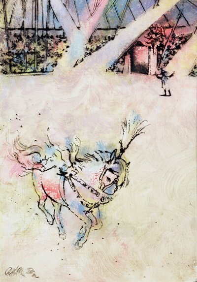 Circus Horse，（石膏板上的墨水和水粉）。 作者 乔治·亚当森