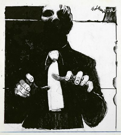 1975年10月30日出版的“护理时间护理时间”一文中的一名护理人员的插图（醋酸盐墨水） 作者 乔治·亚当森