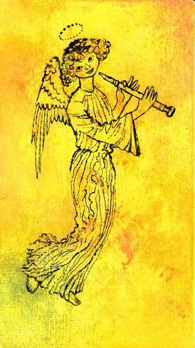 20世纪70年代的金色天使（印度硬纸板上水粉的透明度） 作者 乔治·亚当森