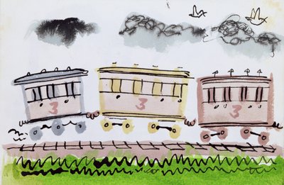 蒸汽火车，第二部分，1952年（印度墨水和笔在纸上洗） 作者 乔治·亚当森