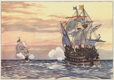 一名西班牙商人被海盗追赶 作者 乔治·阿尔弗雷德·威廉姆斯