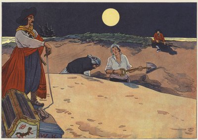 很快就挖出了一个大洞，小心翼翼地埋下了宝藏 作者 乔治·阿尔弗雷德·威廉姆斯