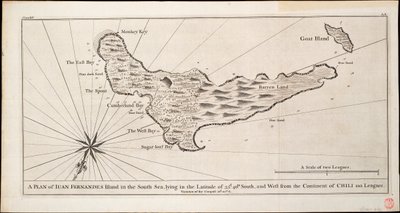 位于南纬 33d.南纬 33d.40m.，西距智利大陆 110 里格，约 1750 年（雕刻） 作者 乔治·安森