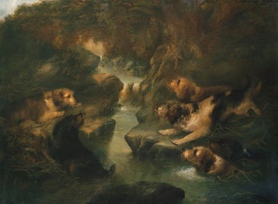 水獭狩猎，1867年 作者 乔治·阿姆菲尔德