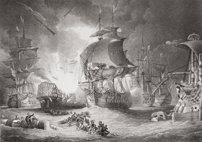 尼采战役，1798年8月1日，来自“英国和苏格兰历史插图”第二卷 作者 乔治·阿纳尔德