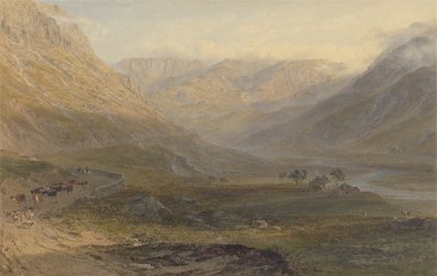Nant Francon，北威尔士，1862年（石墨，wc，刮出纸和口香糖） 作者 乔治·亚瑟·弗里普