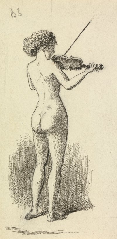 拉小提琴的裸体女人 作者 George Augustus Sala