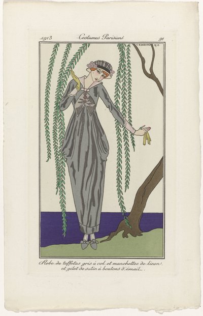 Journal des Dames et des Modes，巴黎服装，1913 年，第 91 期：塔夫绸连衣裙 (...) 作者 无名氏