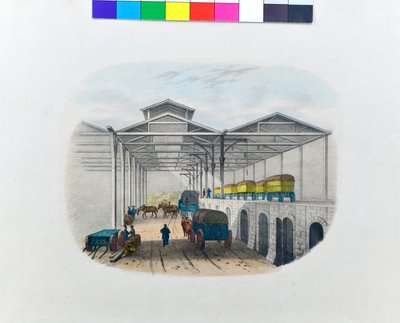 货运中转站景观，约 1830 年（纸质石版画） 作者 乔治·巴纳德