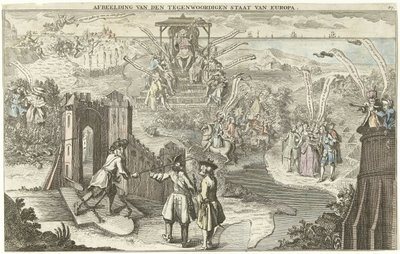 欧洲现状，1742 年
描绘欧洲现状（标题在实物上） 作者 乔治·比克姆 (II)