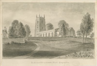 埃拉斯通教堂（Ellastone Church）：棕褐色绘图，1841年 作者 乔治·巴克勒