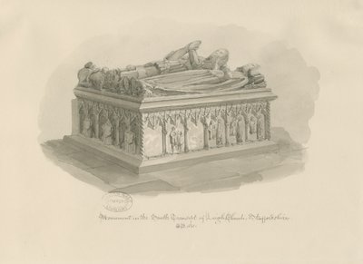 利教堂-约翰·阿斯顿爵士的纪念碑：棕褐色绘画，1841年 作者 乔治·巴克勒
