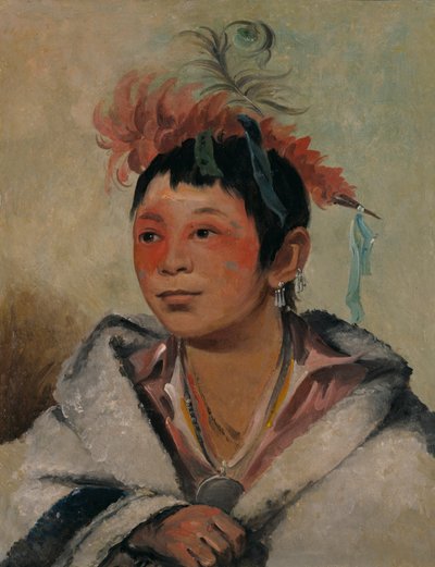 Aú-nah-kwet-to-hau-páy-o，一个坐在云中的男孩，1831年。 作者 乔治·卡特琳