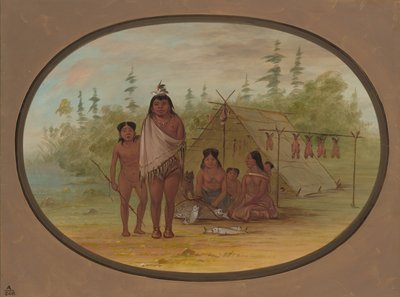 一个弗拉特黑德酋长和他的家人，1855-1869。 作者 乔治·卡特琳