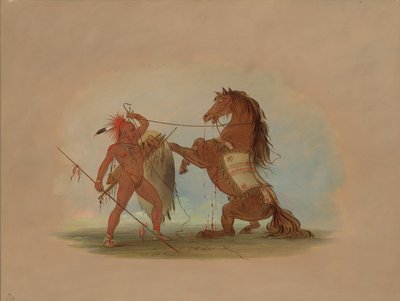 一个波尼族战士牺牲了他最喜欢的马，18611869年。 作者 乔治·卡特琳
