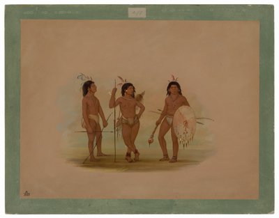 一个普尔凯族酋长和两个年轻的战士 作者 乔治·卡特琳