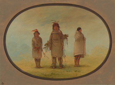 一个石头战士，他的妻子和一个男孩，18551869。 作者 乔治·卡特琳