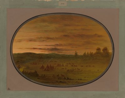 1861-69年日落时的印度营地 作者 乔治·卡特琳