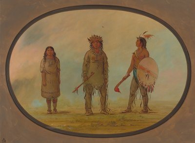 阿萨帕斯卡酋长、他的妻子和一个战士，1855-1869。 作者 乔治·卡特琳