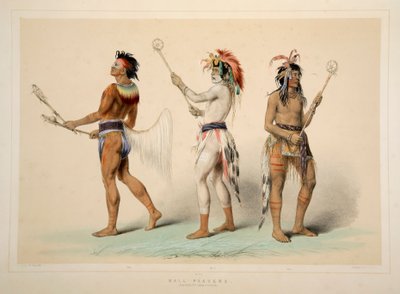 球员》，出版社。1845年彩色石版画。 作者 乔治·卡特琳