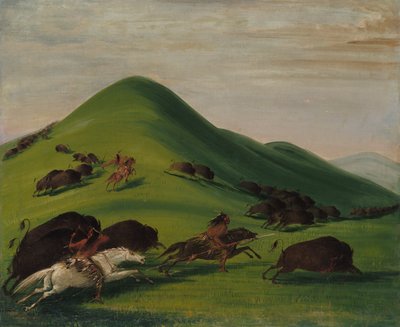 水牛城在草原悬崖上，1832-1833。 作者 乔治·卡特琳
