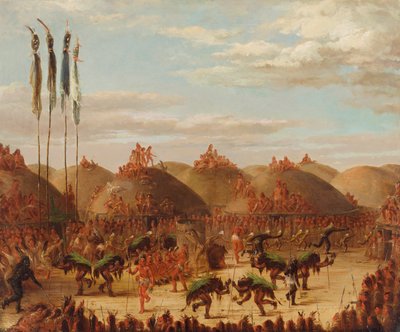 公牛舞，曼丹O-Kee-pa仪式，1832年。 作者 乔治·卡特琳