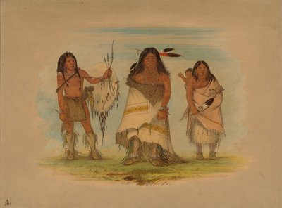 卡曼奇酋长、他的妻子和一名战士，1861年。 作者 乔治·卡特琳