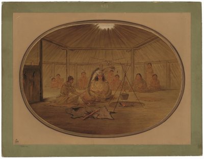 卡特林在曼丹酋长面前大快朵颐 作者 乔治·卡特琳