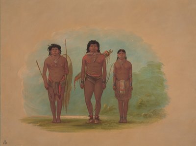 查科酋长、他的妻子和一个战士，1854-1869。 作者 乔治·卡特琳