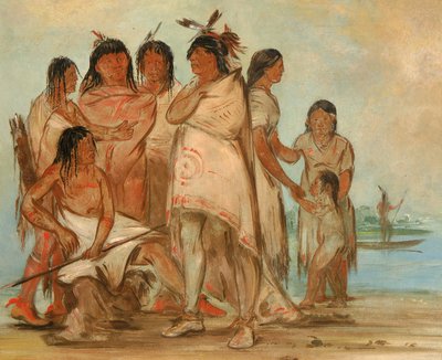 部落酋长Du-cór-re-a和他的家人, 1830年 作者 乔治·卡特琳