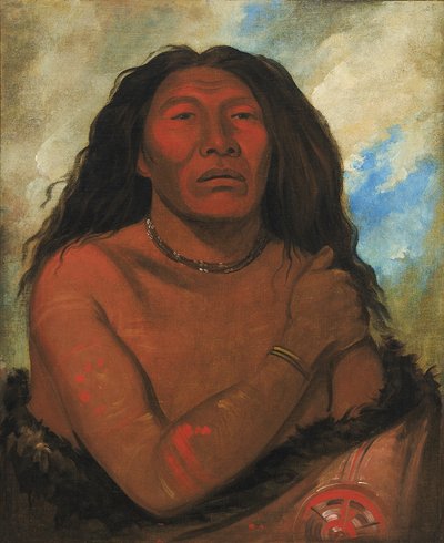 Duhk-gits-o-ó-see，红熊，一位杰出的勇士，1832年。 作者 乔治·卡特琳