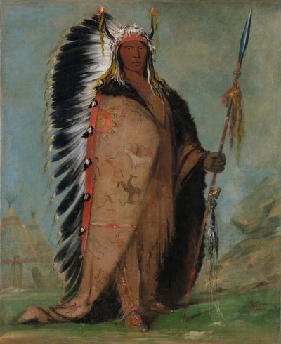 Ee-áh-sá-pa，黑岩，一个双壶酋长，1832年。 作者 乔治·卡特琳