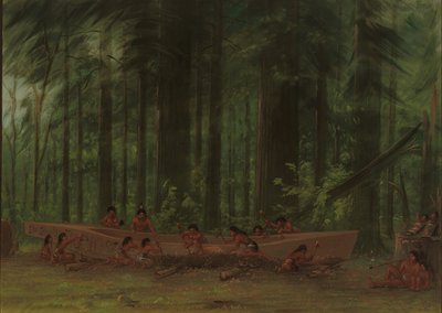 挖掘独木舟--纳亚斯印第安人，18551869。 作者 乔治·卡特琳