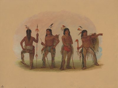 四个纳瓦霍族勇士，1861-869年。 作者 乔治·卡特琳