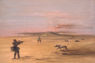 密苏里草原上的松鸡射击，1837-1839。 作者 乔治·卡特琳