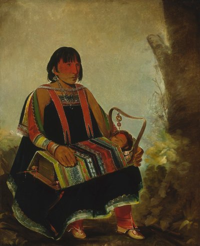 Jú-ah-kís-gaw，摇篮里抱着孩子的女人 作者 乔治·卡特琳