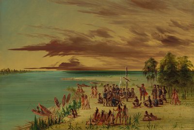 拉萨尔为法国索要路易斯安那。1682年4月9日，18471848年。 作者 乔治·卡特琳