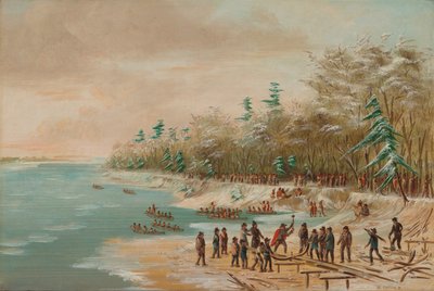 拉萨尔为格里芬号开出第一颗螺栓。1679年1月26日，18471848年。 作者 乔治·卡特琳