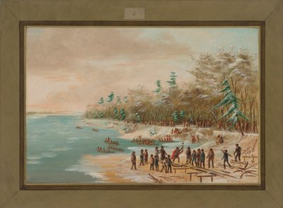 拉萨尔（La Salle）为格里芬驾驶第一枚螺栓，1679年1月26日，1847-48年 作者 乔治·卡特琳
