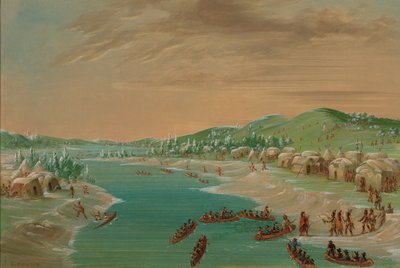 拉萨尔和队伍抵达伊利诺伊州的村庄。1680年1月1日，18471848年。 作者 乔治·卡特琳