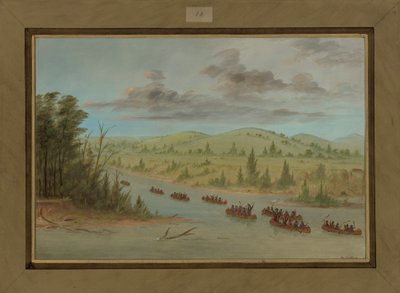 La Salle的政党进入独木舟的密西西比河，1682年2月6日，1847-48年 作者 乔治·卡特琳
